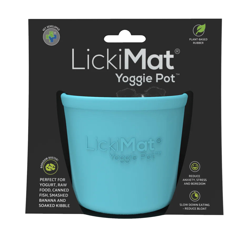 Lickimat Yoggie Pot Slow Feeder Dog Bowl - Turquoise - Pets and More