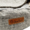 Charlie’s – Snookie Hooded Pet Bed – Faux Wolf Fur & Linen – Light Grey
