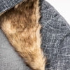 Charlie’s – Snookie Hooded Pet Bed – Faux Wolf Fur & Linen – Dark Grey