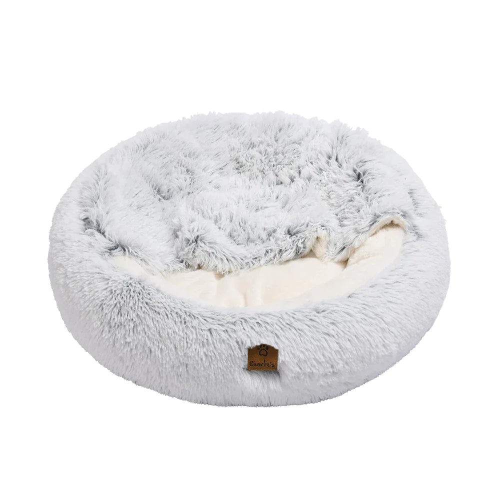 Charlie’s – Snookie Hooded Pet Bed - Arctic White - Pets and More