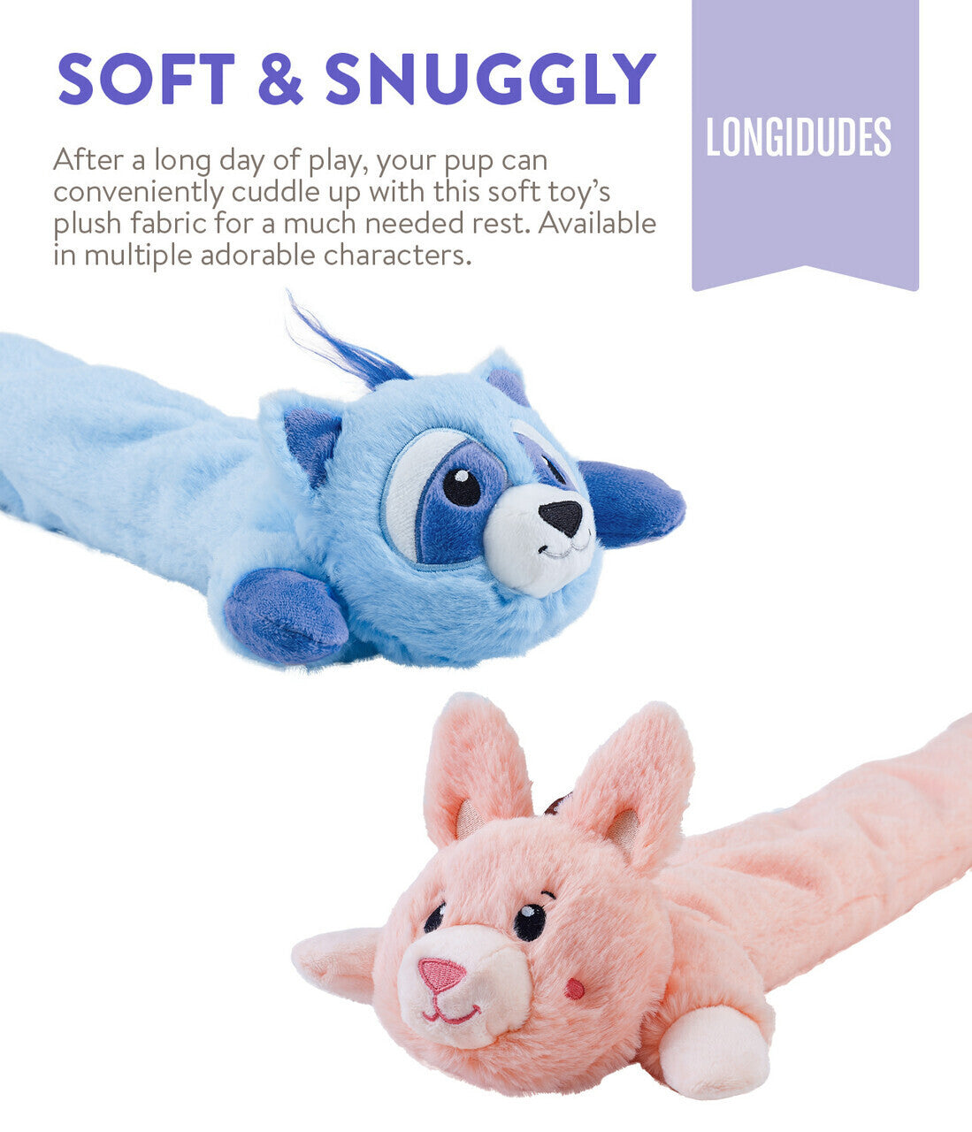 Charming Pet Longidudes Extra Long 75cm Plush Squeaker Dog Toy - Raccoon - Pets and More