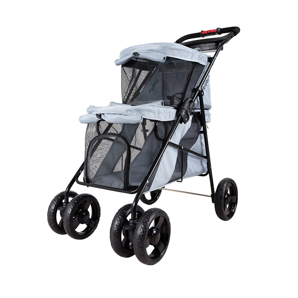 Ibiyaya Double Decker Pet Stroller for Multiple Pets - Silver Gray - Pets and More