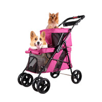 Ibiyaya Double Decker Pet Stroller for Multiple Pets - Red Violet - Pets and More