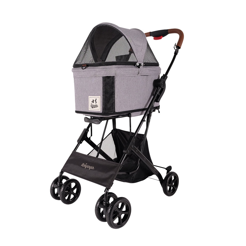 Ibiyaya Travois Tri-fold Pet Travel Stroller System - Nimbus Gray - Pets and More