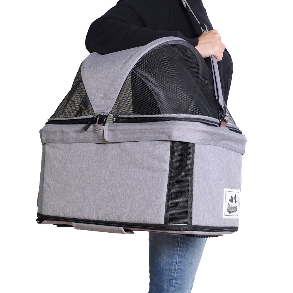 Ibiyaya Travois Tri-fold Pet Travel Stroller System - Nimbus Gray - Pets and More