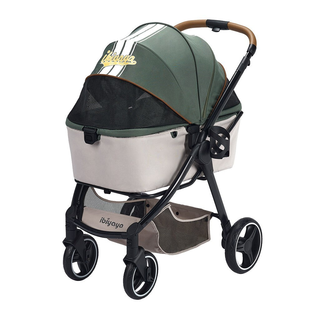 Ibiyaya Retro Luxe Folding Pet Stroller for Pets up to 30kg - Soft Sage - Pets and More
