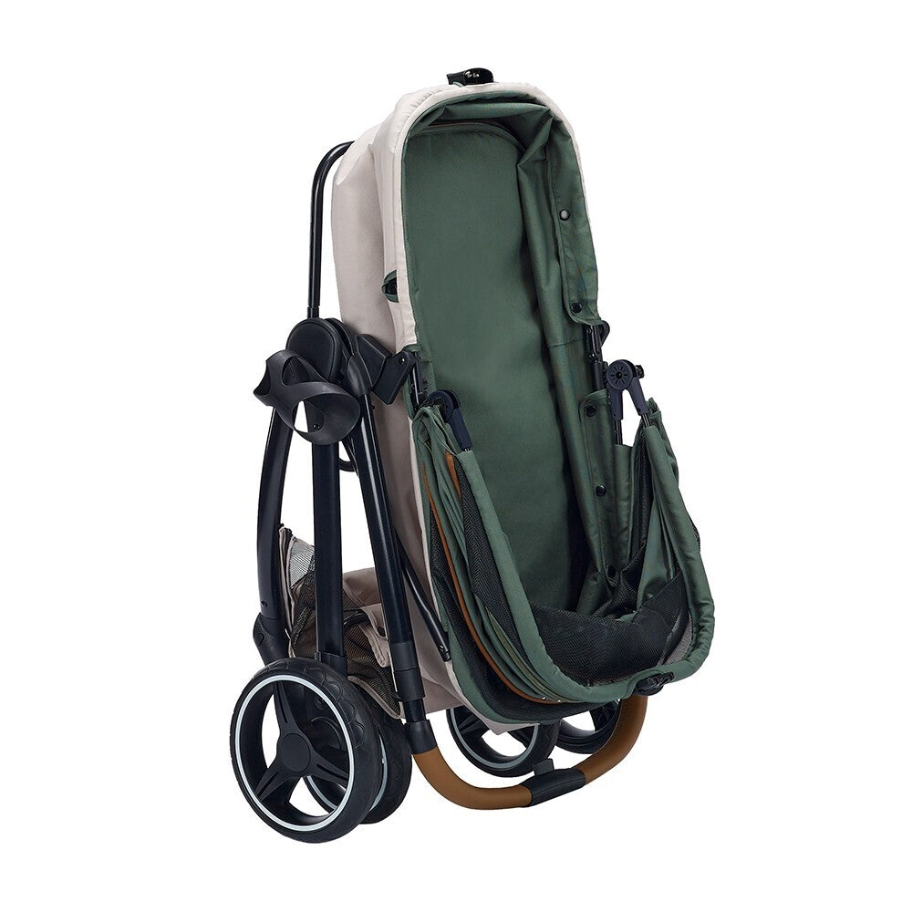 Ibiyaya Retro Luxe Folding Pet Stroller for Pets up to 30kg - Soft Sage - Pets and More