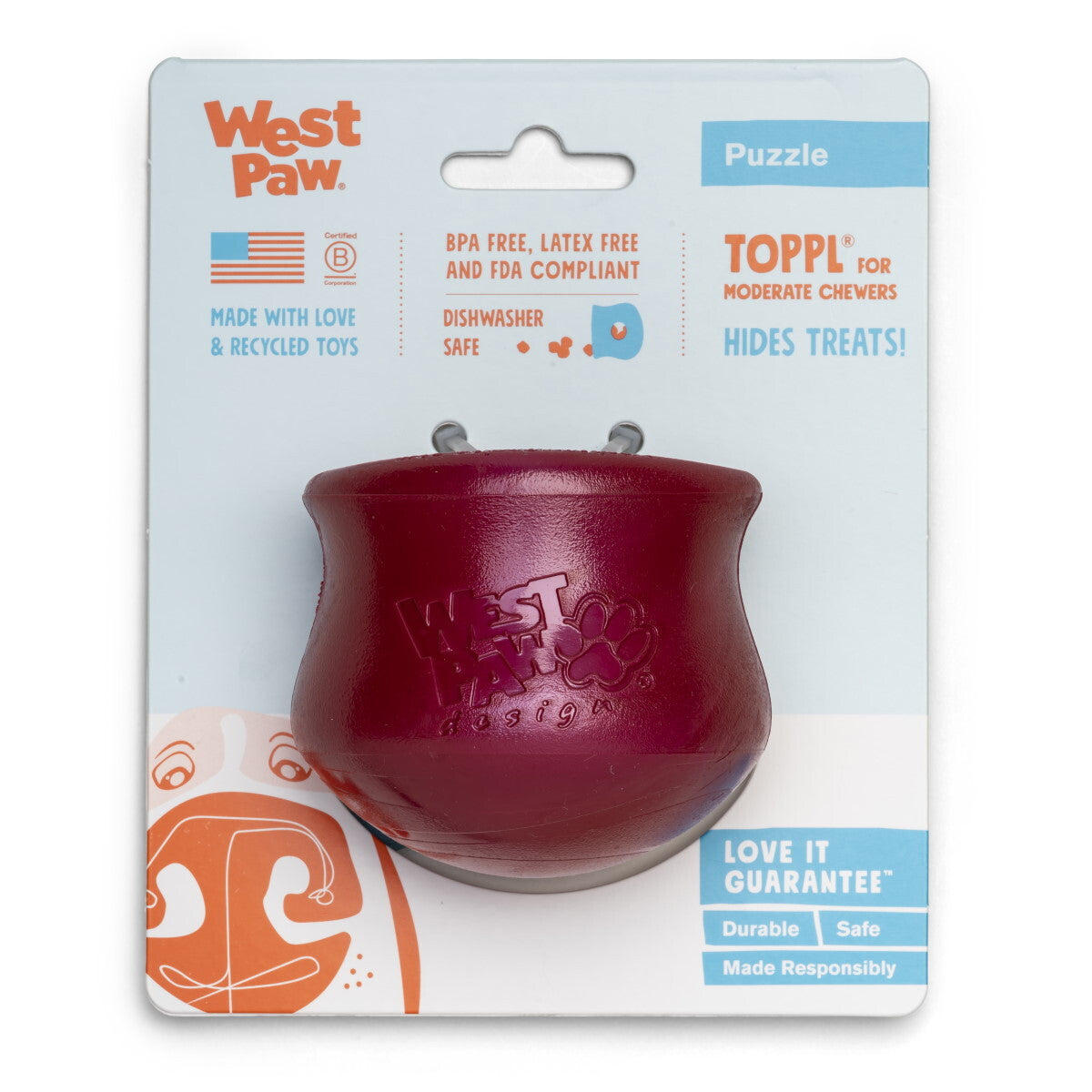 West Paw Holiday Toppl Treat Dispensing Wobbling Dog Toy & Food Bowl - Pets and More