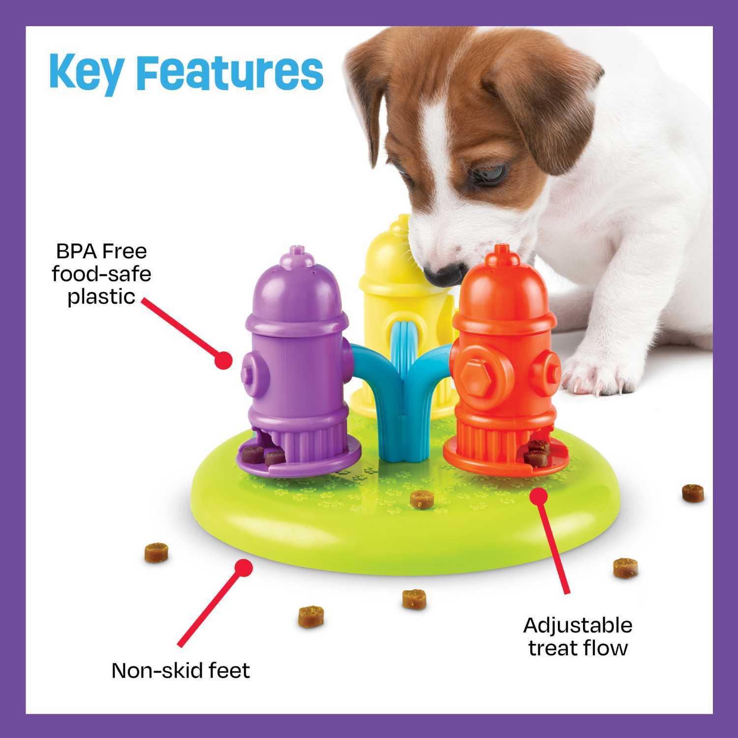 Brightkins Spinning Hydrants Dog Treat and Meal Interactive Feeder Toy