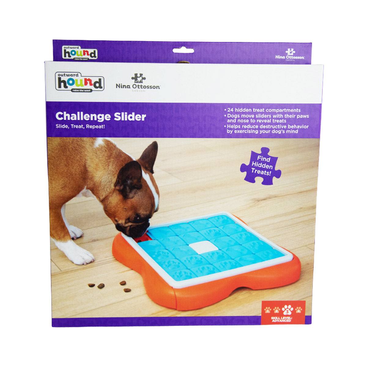 Nina Ottosson Challenge Slider Treat Dispensing Interactive Dog Game Level 2 - Pets and More