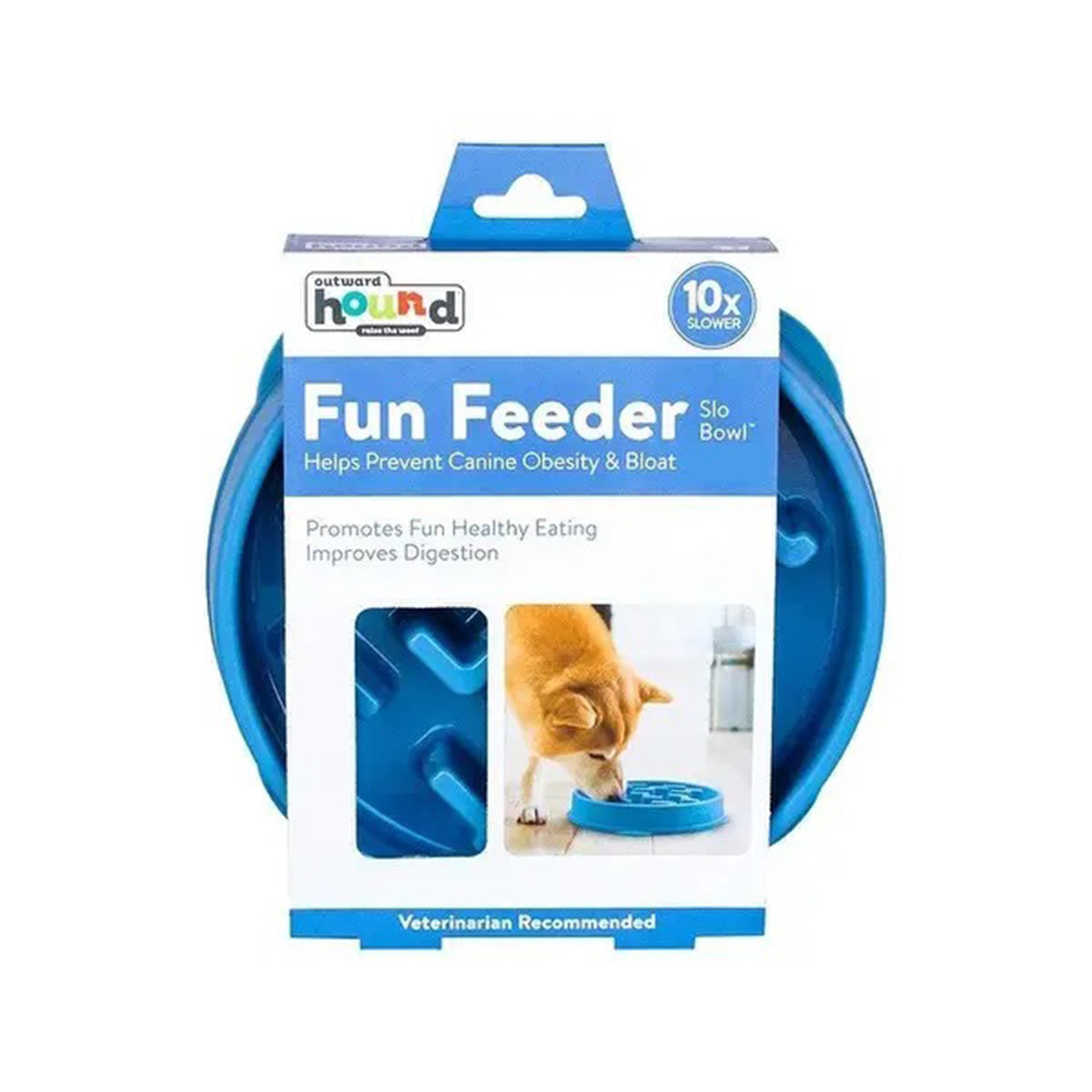 Outward Hound Fun Feeder Slow Food Bowl for for Dogs Blue Notch - Pets and More