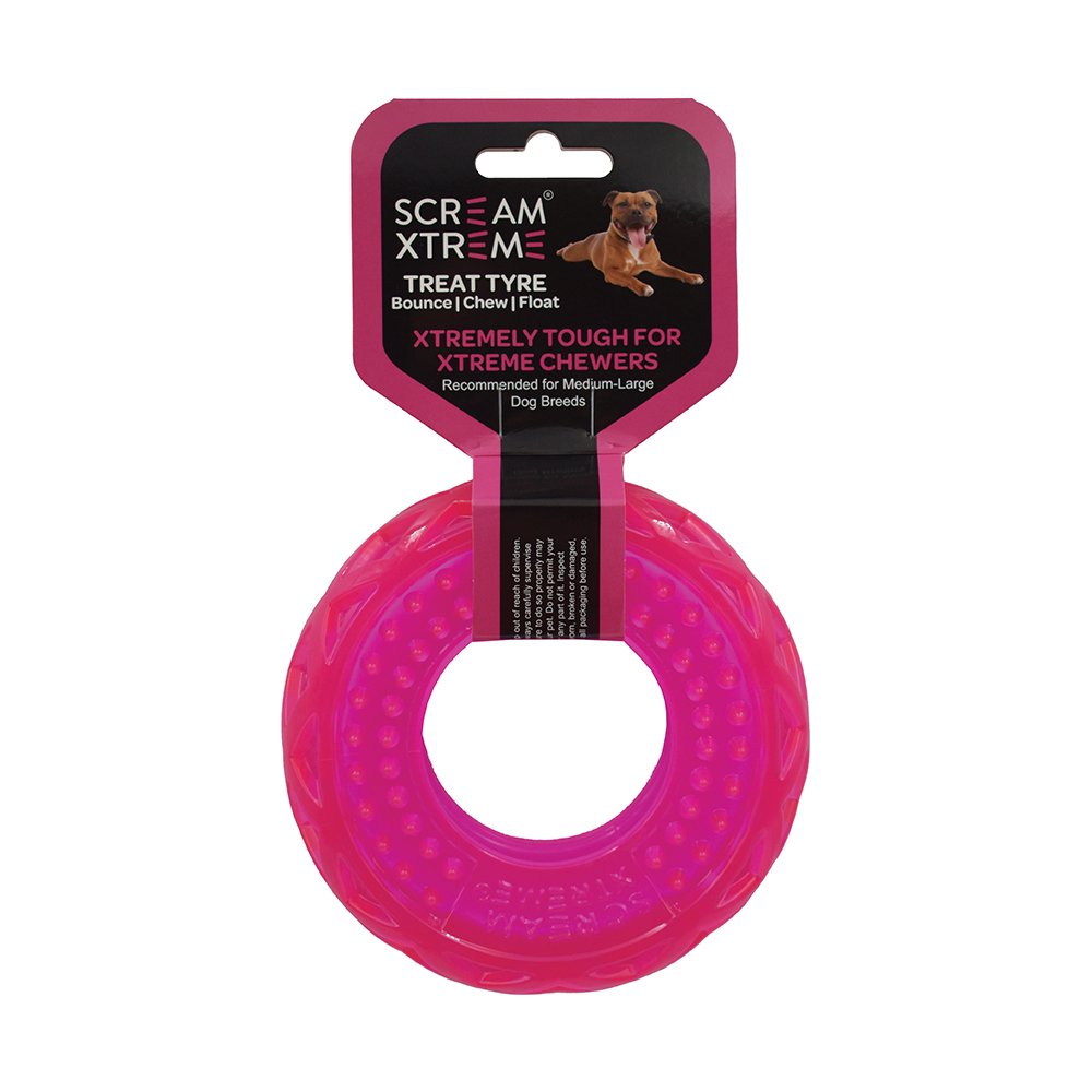Scream Xtreme Treat Tyre - Loud Pink - Pets and More