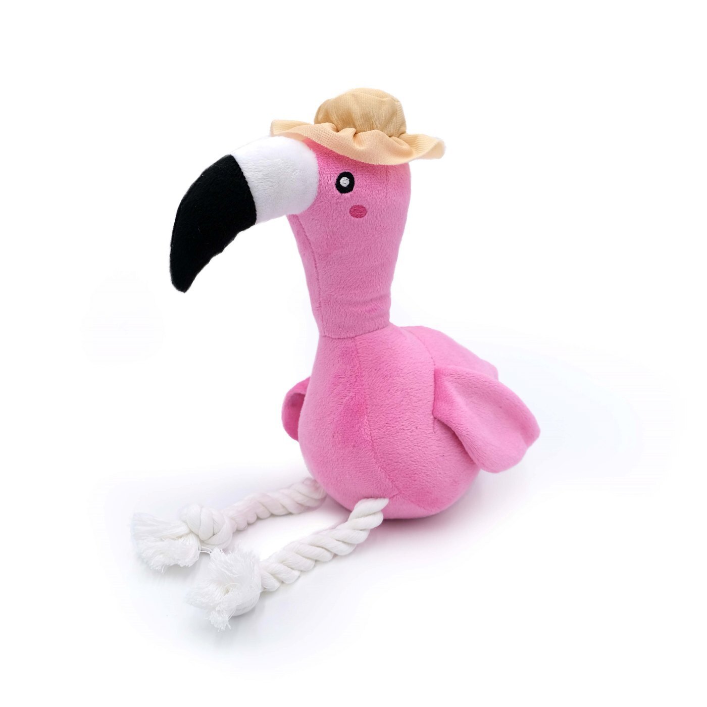 Zippy Paws Playful Pal Plush Squeaker Rope Dog Toy - Freya the Flamingo - Pets and More