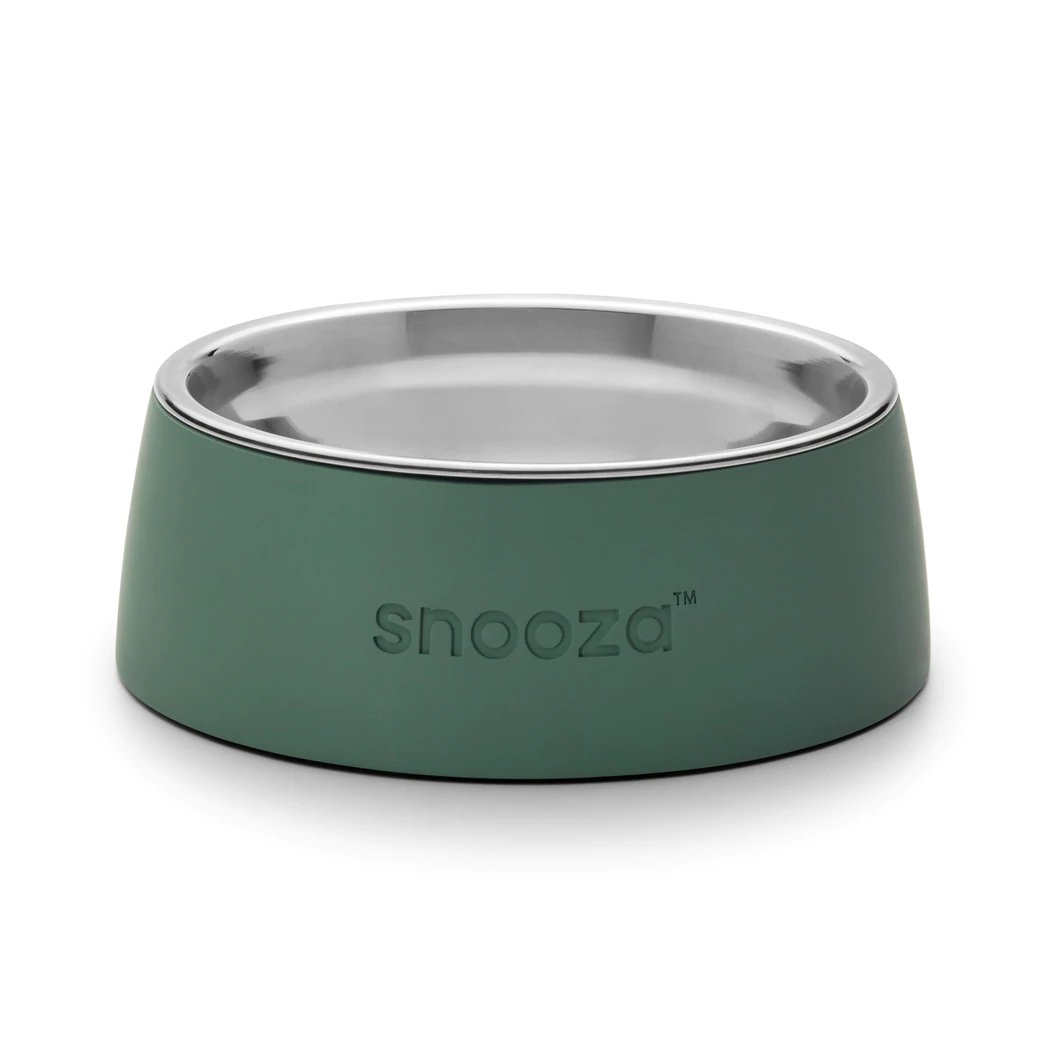 Snooza – Concrete & Stainless Steel Bowl – Sage Green - Pets and More