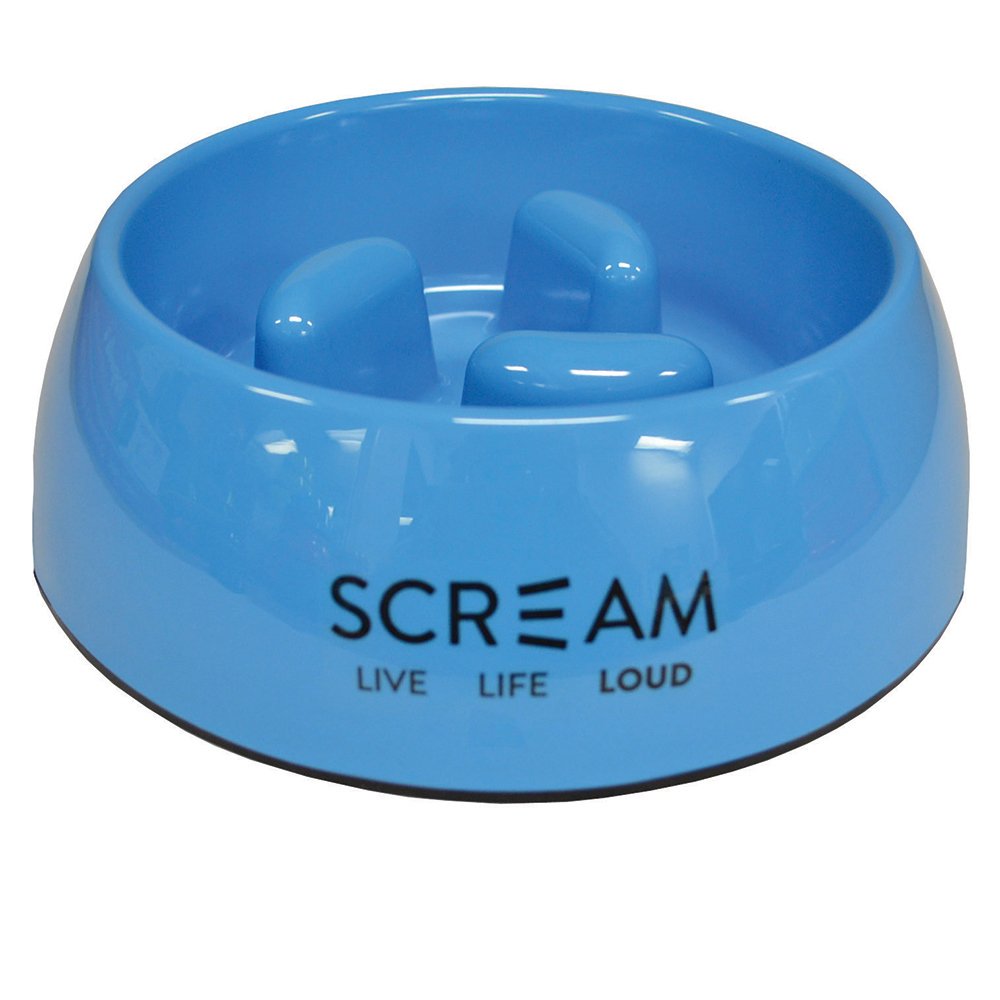 Scream – Round Slow Down Pillar Bowl – Loud Blue - Pets and More