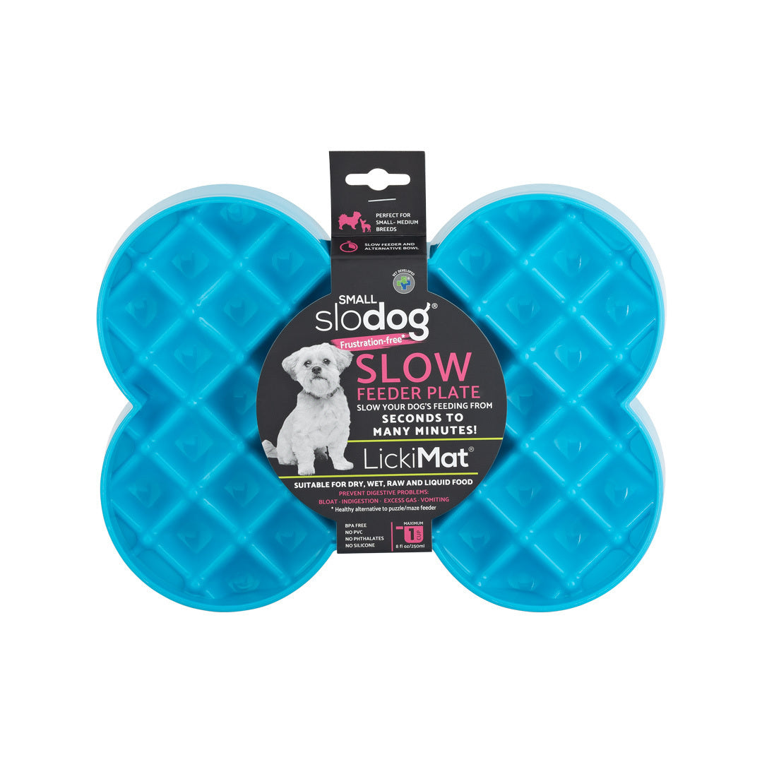 SloDog by Lickimat - Bone-Shaped Slow Food Bowl for Small Dogs