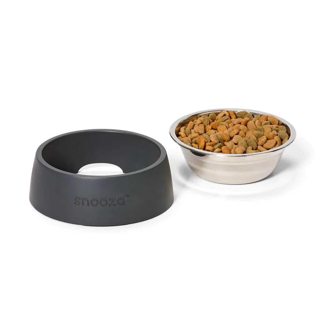 Snooza – Concrete & Stainless Steel Bowl – Charcoal - Pets and More