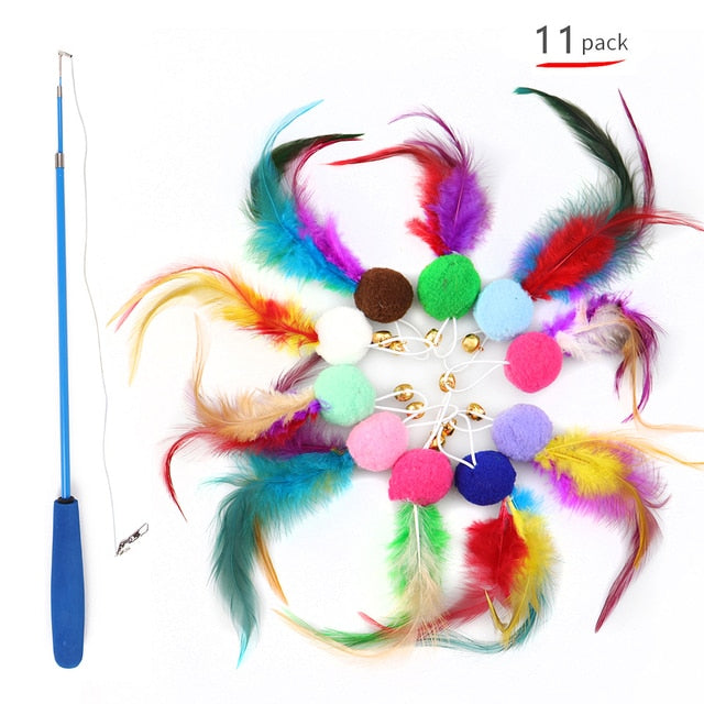 Retractable Cat Feather Toy Set - Pets and More