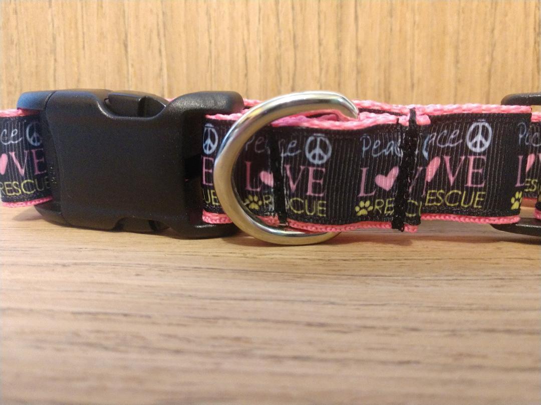 Peace Love and Rescue Pink Collar - Pets and More