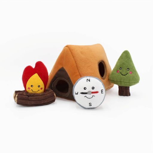 Zippy Paws Interactive Burrow Dog Toy - Camping Tent - Pets and More
