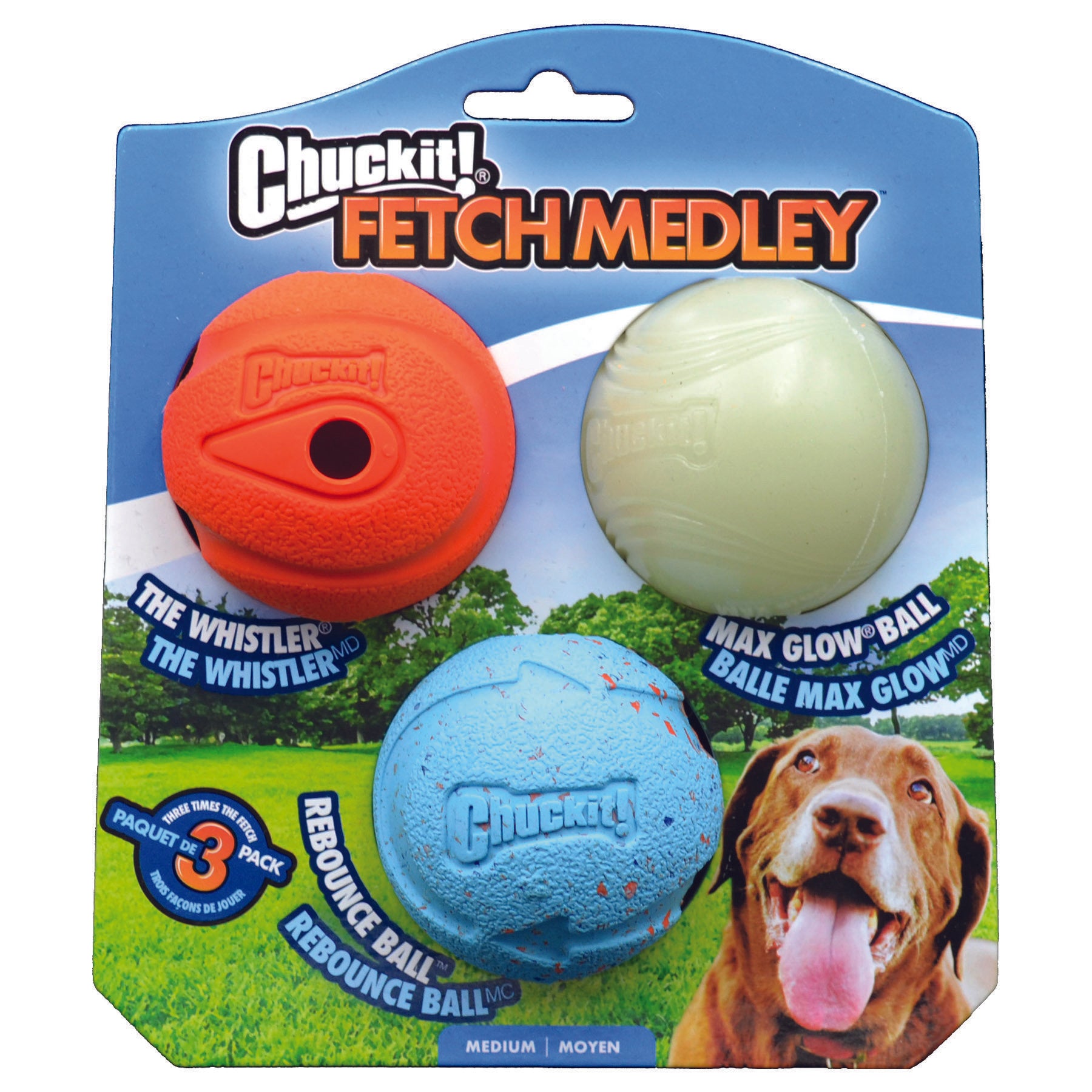 Chuck It – FetchMedley Ball – Medium – Asst – Pack 3 - Pets and More